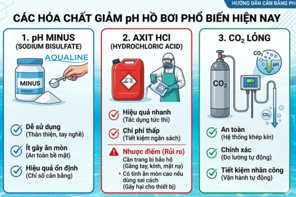 Các Hóa Chất Giảm pH Hồ Bơi Phổ Biến Hiện Nay
