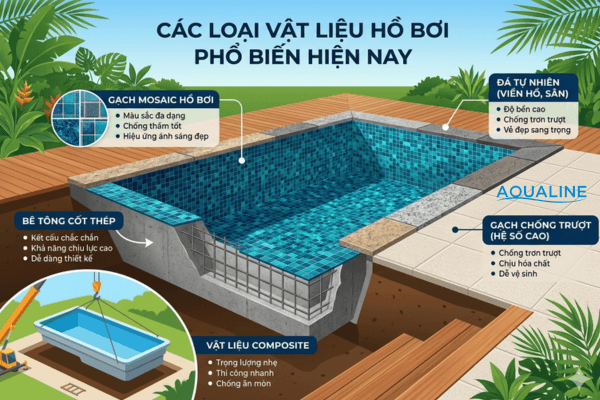 các loại vật liệu hồ bơi