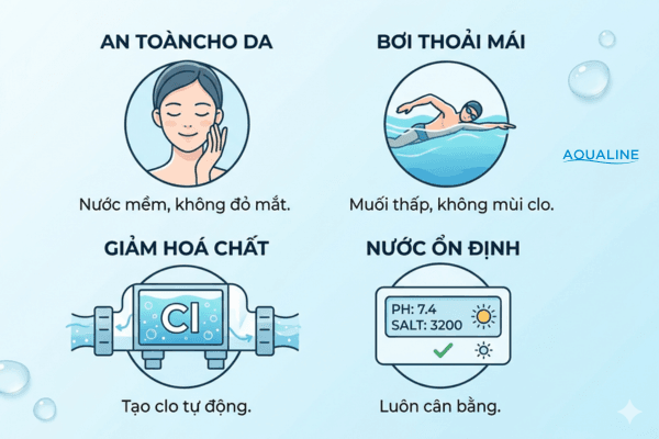 ưu điểm của hồ bơi nước mặn