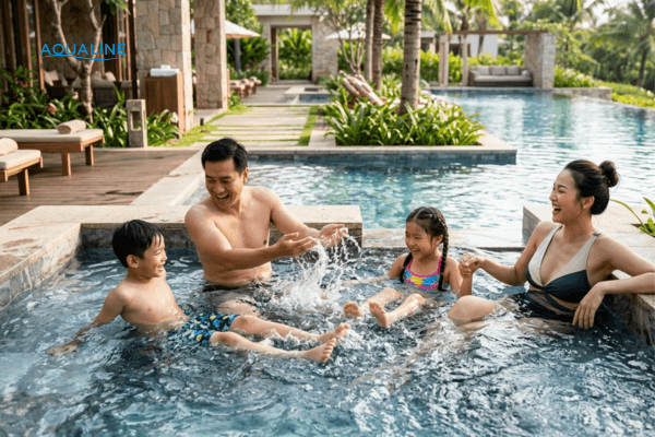 hồ bơi kết hợp spa tại gia 