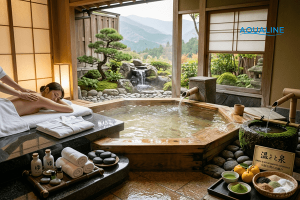 thi công bồn tắm Onsen kết hợp spa