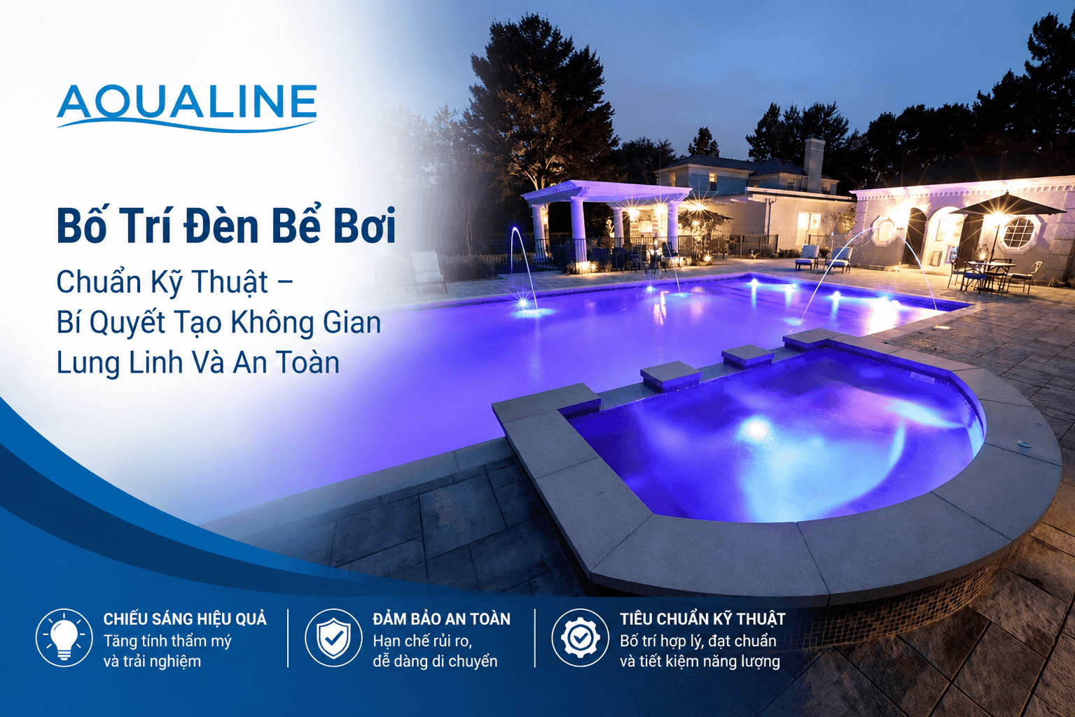 bố trí đèn bể bơi