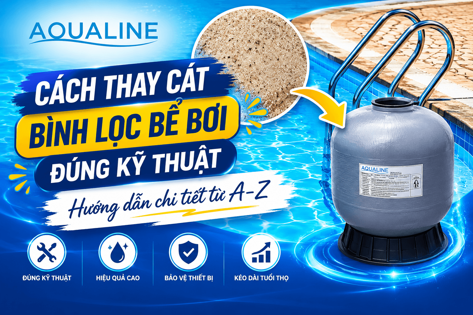 cách thay cát bình lọc bể bơi
