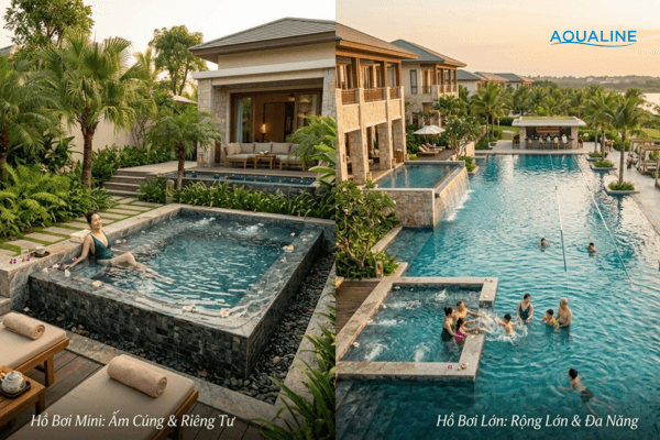 Chi phí xây dựng hồ bơi mini tiết kiệm hơn hồ lớn