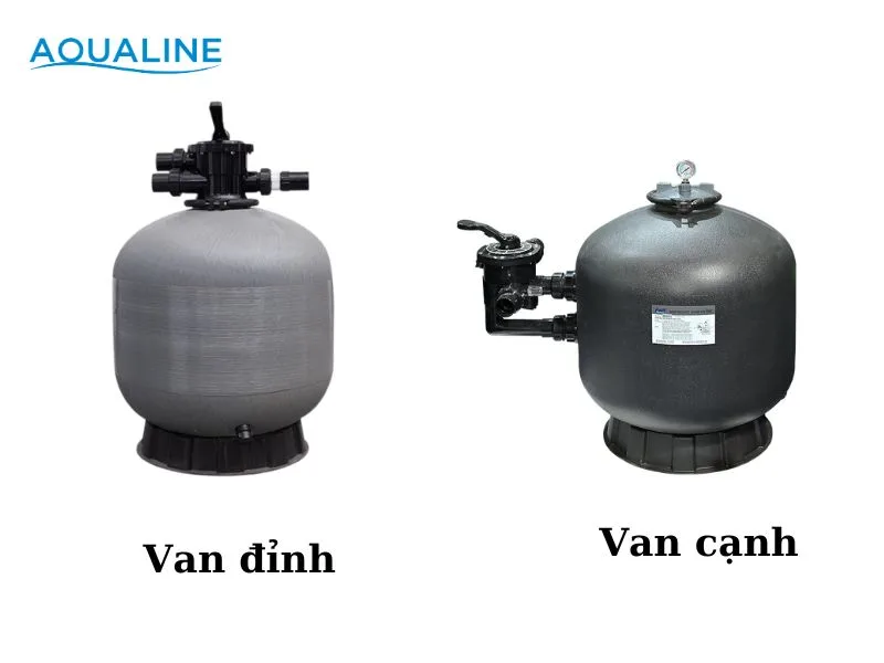 Có 2 loại bình lọc cát là van đỉnh và van ngang